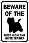 画像1: [MAGSIGN] ウエストハイランドホワイトテリア 注意 英語 マグネット＆ステッカー BEWARE OF THE WEST HIGHLAND WHITE TERRIER 車/屋外用 日本製 (1)