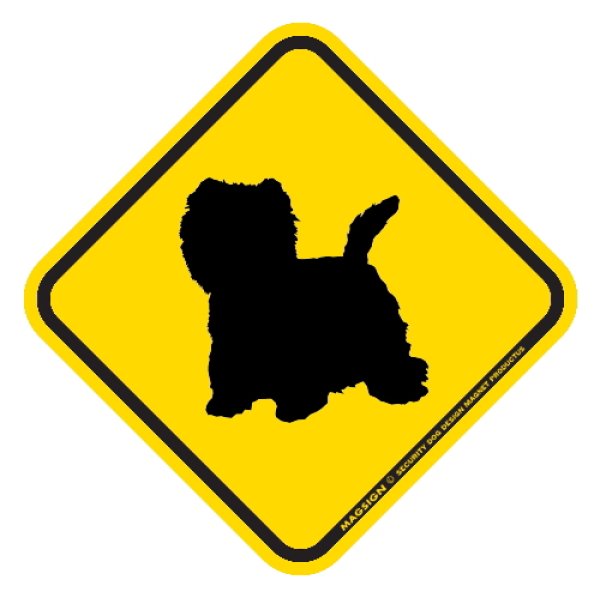 画像1: [MAGSIGN] 犬横断注意/犬飛び出し注意 マグネット＆ステッカー 黄色(イエロー) 車 屋外用(防水/耐水・耐光仕様) 日本製：ウエストハイランドホワイトテリア (1)