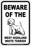 画像2: [MAGSIGN] ウエストハイランドホワイトテリア 注意 英語 マグネット＆ステッカー BEWARE OF THE WEST HIGHLAND WHITE TERRIER 車/屋外用 日本製 (2)