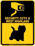 画像1: ウエストハイランド＆防犯カメラ 監視 警戒中 英語 マグサイン(マグネット/ステッカー)：SECURITY CCTV ＆ WEST HIGHLAND [MAGSIGN] (1)