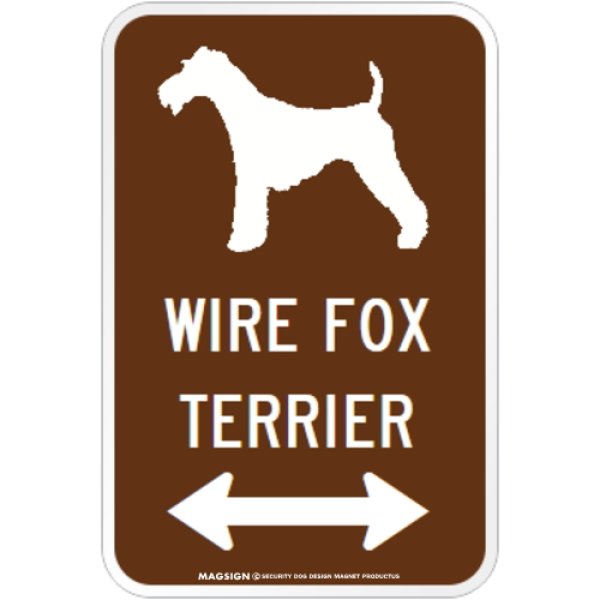 画像1: WIRE FOX TERRIER [MAGSIGN] シルエット＆矢印 アメリカン道路標識 英語犬種名 マグネット/ステッカー：ブラウン (1)