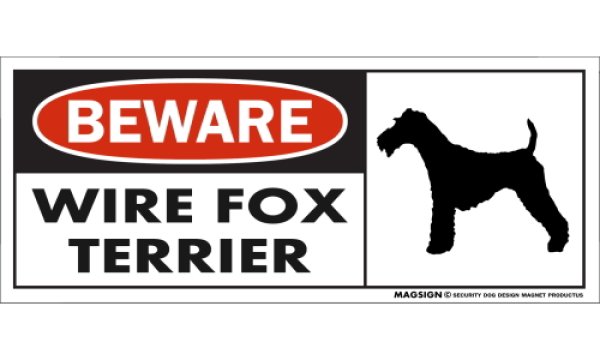 画像1: [MAGSIGN] ワイヤーフォックステリア マグネット＆ステッカー 犬 注意 英語 BEWARE WIRE FOX TERRIER 対象:車(ドア/ガラス/ボディ)・屋外(玄関扉/窓ガラス/メールポスト) 日本製 (1)