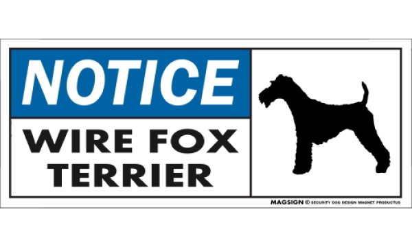 画像1: [MAGSIGN] ワイヤーフォックステリア マグネット＆ステッカー 英語 お知らせ NOTICE WIRE FOX TERRIER 対象:車(ドア/ガラス/ボディ)・屋外(玄関扉/窓ガラス/メールポスト) 日本製 (1)