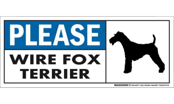 画像1: [MAGSIGN] ワイヤーフォックステリア マグネット＆ステッカー 犬 英語 喜ばせる 満足させる PLEASE WIRE FOX TERRIER 対象:車(ドア/ガラス/ボディ)・屋外(玄関扉/窓ガラス/メールポスト) 日本製 (1)