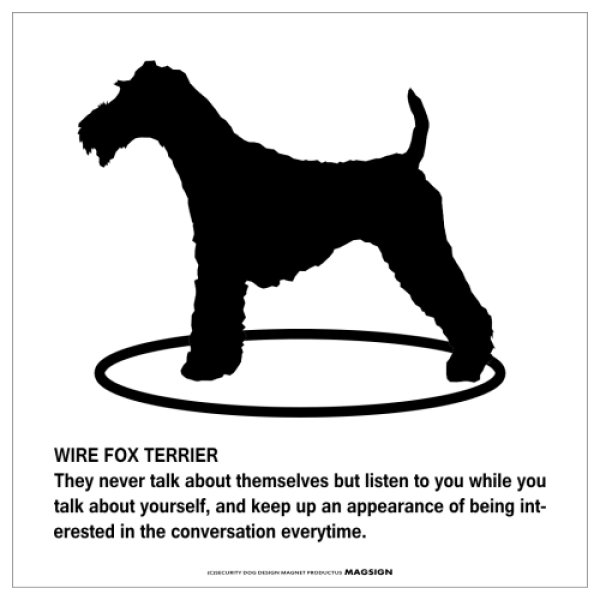 画像1: WIRE FOX TERRIER'S POEM [MAGSIGN] ポエムシリーズ マグネット＆ステッカー 防水/耐水・耐光性 日本製 英語＆シルエット：ワイヤーフォックステリア（ホワイト/イエロー） (1)