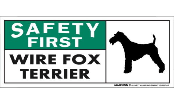 画像1: [MAGSIGN] ワイヤーフォックステリア マグネット＆ステッカー 英語 安全第一 SAFETY FIRST WIRE FOX TERRIER 対象:車(ドア/ガラス/ボディ)・屋外(玄関扉/窓ガラス/メールポスト) 日本製 (1)