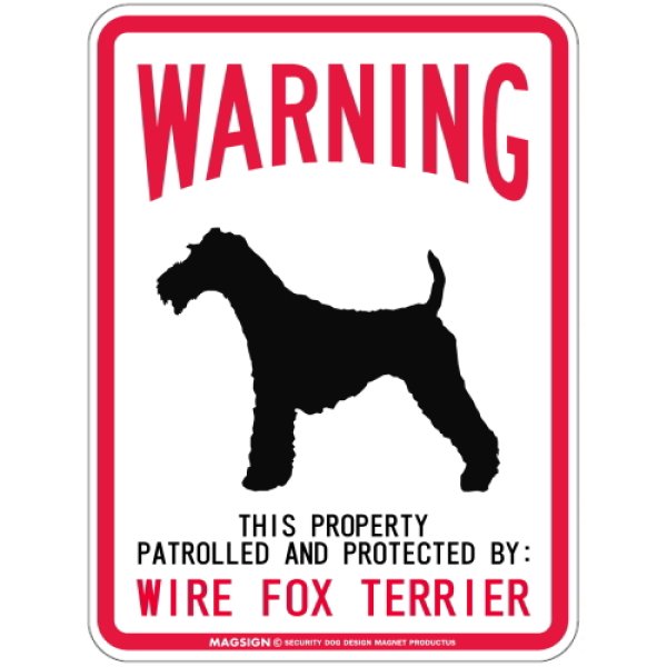 画像1: [MAGSIGN] WIRE FOX TERRIER 注意 英語 WARNING 警告/保護/警戒 車 屋外用 マグネット＆ステッカー 日本製：ワイヤーフォックステリア (1)