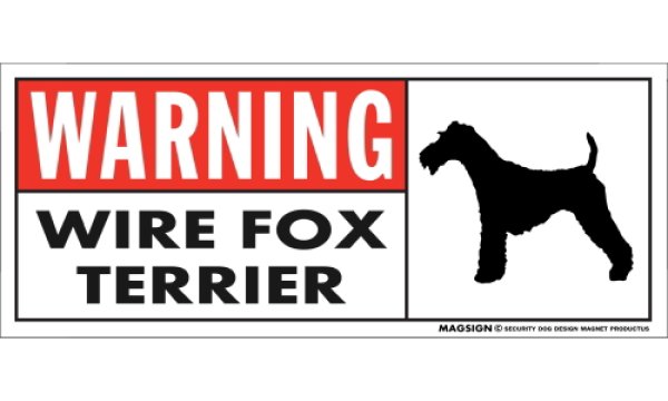 画像1: [MAGSIGN] ワイヤーフォックステリア 注意マグネット＆ステッカー 英語 警戒/警告 WARNING WIRE FOX TERRIER 対象:車(ドア/ガラス/ボディ)・屋外(玄関扉/窓ガラス/メールポスト) 日本製 (1)