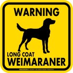 画像2: [MAGSIGN] WARNING WEIMARANER マグネット＆ステッカー：ロングコートワイマラナー(ホワイト/イエロー/オレンジ) 注意 英語 正方形 車＆屋外用(防水性/耐光性) 日本製 (2)