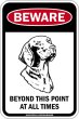 画像1: [MAGSIGN] この先いつもワイマラナーに注意/配慮/警戒 BEYOND THIS POINT AT ALL TIME マグネット＆ステッカー WEIMARANER ローマ字ロゴ入り 車/屋外用 日本製 (1)