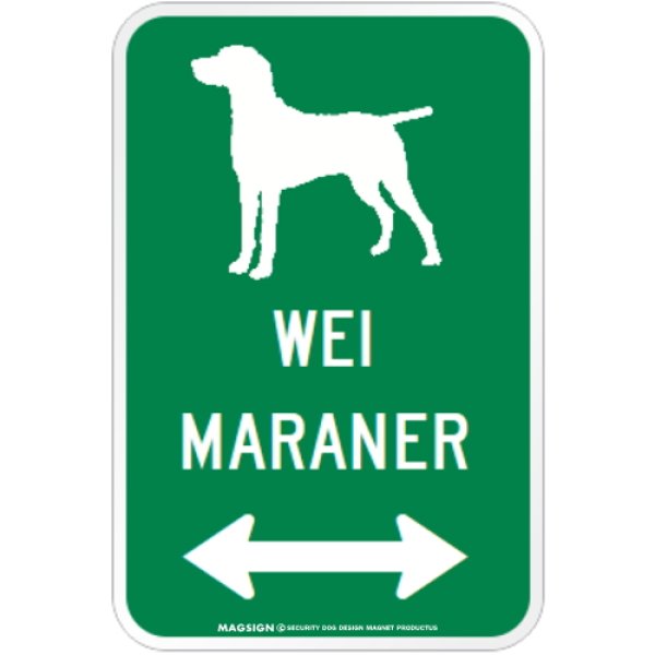 画像1: WEIMARANER [MAGSIGN] シルエット＆矢印 アメリカン道路標識 英語犬種名 マグネット/ステッカー：グリーン (1)