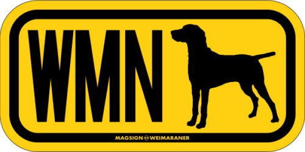 画像1: [MAGSIGN] ワイマラナー イニシャル(アルファベット３文字) シルエット マグネット＆ステッカー WEIMARANER ローマ字ロゴ入り 車/屋外用 日本製 (1)