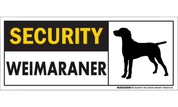 画像1: [MAGSIGN] ワイマラナー セキュリティーマグネット＆ステッカー 英語 警備 防犯 SECURITY WEIMARANER 対象:車(ドア/ガラス/ボディ)・屋外(玄関扉/窓ガラス/メールポスト) 日本製 (1)