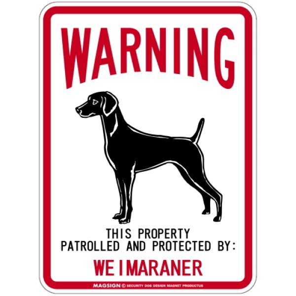 画像1: [MAGSIGN] WEIMARANER 注意 英語 WARNING 警告/保護/警戒 車 屋外用 マグネット＆ステッカー 日本製：ワイマラナー (1)