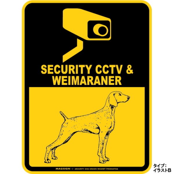 画像1: ワイマラナー＆防犯カメラ 監視 警戒中 英語 マグサイン(マグネット/ステッカー)：SECURITY CCTV ＆ WEIMARANER [MAGSIGN] (1)