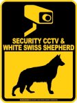 画像1: ホワイトスイスシェパード＆防犯カメラ 監視 警戒中 英語 マグサイン(マグネット/ステッカー)：SECURITY CCTV ＆ WHITE SWISS SHEPHERD [MAGSIGN] (1)