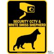 画像2: ホワイトスイスシェパード＆防犯カメラ 監視 警戒中 英語 マグサイン(マグネット/ステッカー)：SECURITY CCTV ＆ WHITE SWISS SHEPHERD [MAGSIGN] (2)
