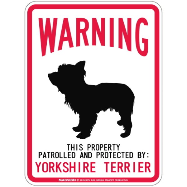 画像1: [MAGSIGN] YORKSHIRE TERRIER 注意 英語 WARNING 警告/保護/警戒 車 屋外用 マグネット＆ステッカー 日本製：ヨークシャーテリア(テディベアーカット) (1)