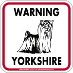 画像1: [MAGSIGN] WARNING YORKSHIRE マグネット＆ステッカー：ヨークシャー/フルコート(ホワイト/イエロー/オレンジ) 注意 英語 正方形 車＆屋外用(防水性/耐光性) 日本製 (1)