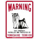画像1: [MAGSIGN] YORKSHIRE TERRIER 注意 英語 WARNING 警告/保護/警戒 車 屋外用 マグネット＆ステッカー 日本製：ヨークシャーテリア(フルコート) (1)