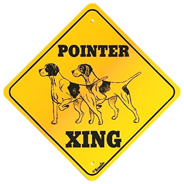 画像1: ポインター(二頭) 横断注意 英語サインボード アメリカ輸入看板：POINTER XING [MADE IN U.S.A] (1)