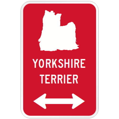 Yorkshire Terrier イラスト 矢印 マグネットサイン レッド