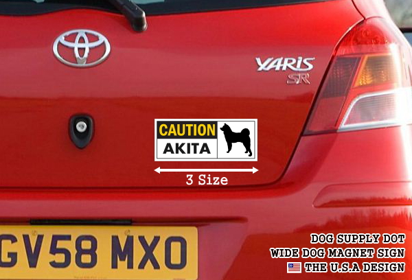 CAUTION AKITA ワイドマグネットサイン:秋田犬