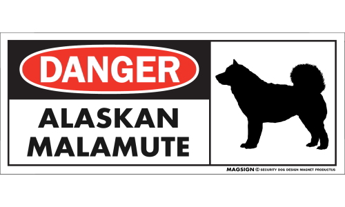 アラスカンマラミュート,車,マグネット,バンパーステッカー,英語,危険,危ない,DANGER,ALASKAN MALAMUTE,強粘着ステッカー,屋外,防水性能,耐水性,耐光性,耐候性,日本製
