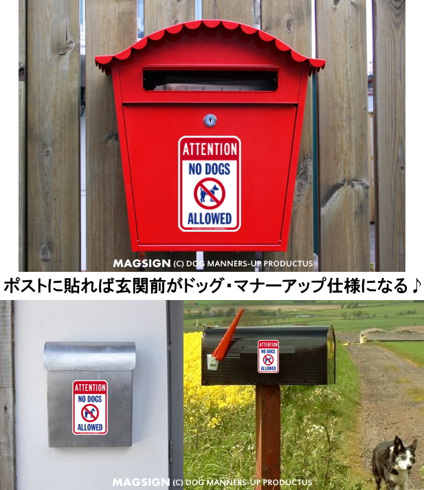 犬お断り,犬の立入禁止,英語,注意,マグネット,ステッカー,ATTENTION NO DOGS ALLOWED
