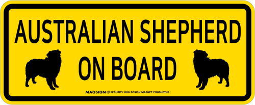 オーストラリアンシェパード,乗車中,カーマグネット,バンパーステッカー,英語,AUSTRALIAN SHEPHERD ON BOARD,イエロー,黄色