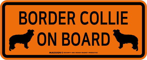 ボーダーコリー,乗車中,カーマグネット,バンパーステッカー,英語,BORDER COLLIE ON BOARD,オレンジ色