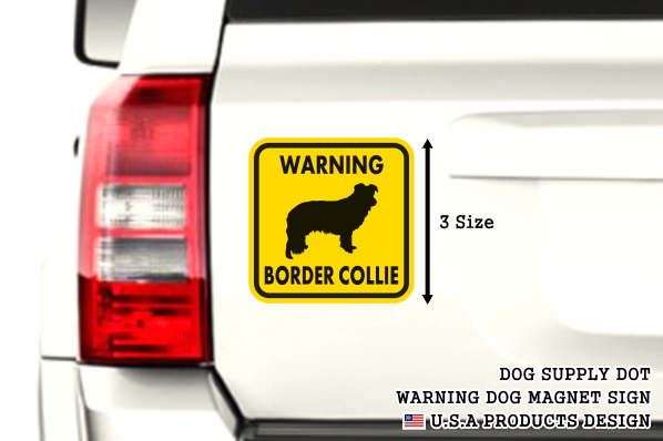 WARNING BORDER COLLIE マグネットサイン:ボーダーコリー(イエロー)