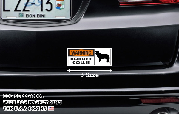 WARNING BORDER COLLIE ワイドマグネットサイン:ボーダーコリー