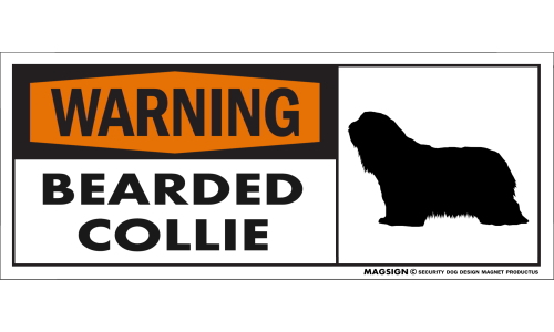 ビアデッドコリー,英語,注意,警告,犬,警戒,マグネット,バンパーステッカー,WARNING,BEARDED COLLIE,防水性能,耐水性,耐光性,耐候性,日本製