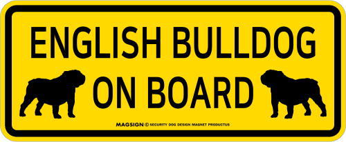 イングリッシュブルドッグ,乗車中,カーマグネット,バンパーステッカー,英語,ENGLISH BULLDOG ON BOARD,イエロー,黄色