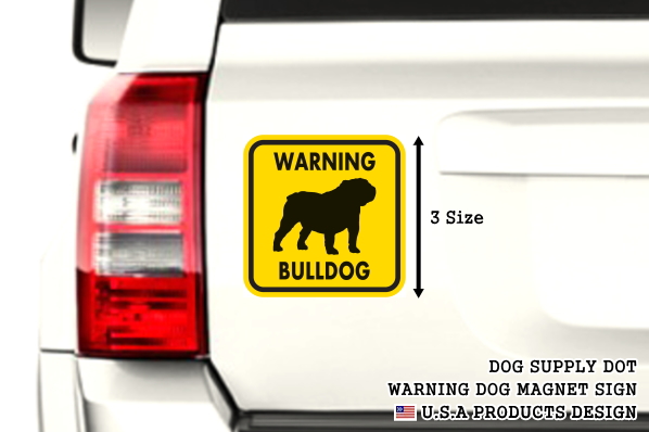 WARNING BULLDOG マグネットサイン:ブルドッグ(イエロー)