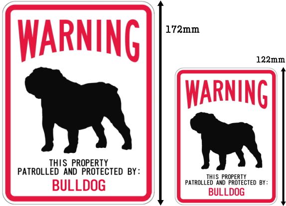 WARNING PATROLLED AND PROTECTED BULLDOG マグネットサイン:ブルドッグ