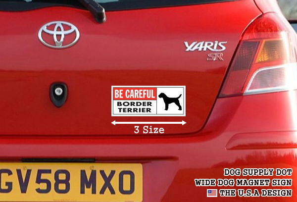 BE CAREFUL BORDER TERRIER ワイドマグネットサイン:ボーダーテリア
