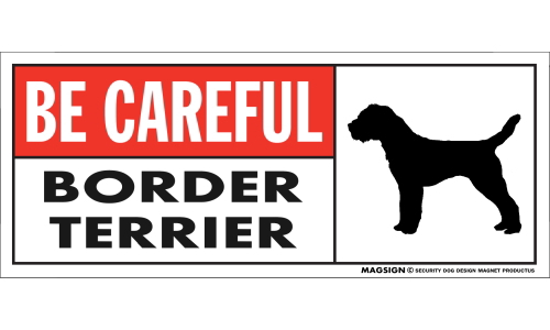 ボーダーテリア,犬,車,マグネット,バンパーステッカー,英語,気を付けて,BE CAREFUL,BORDER TERRIER,防水性能,耐水性,耐光性,耐候性,日本製