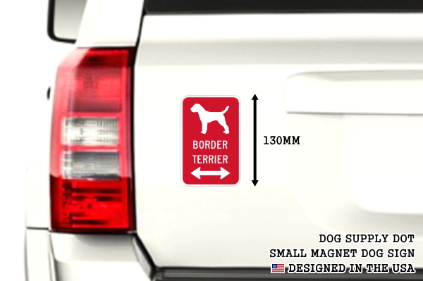 BORDER TERRIER シルエット＆矢印 アメリカン道路標識 英語犬種名 マグネット/ステッカー