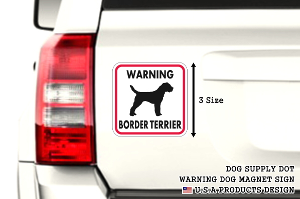 WARNING BORDER TERRIER マグネットサイン：ボーダーテリア（レッドフレーム）