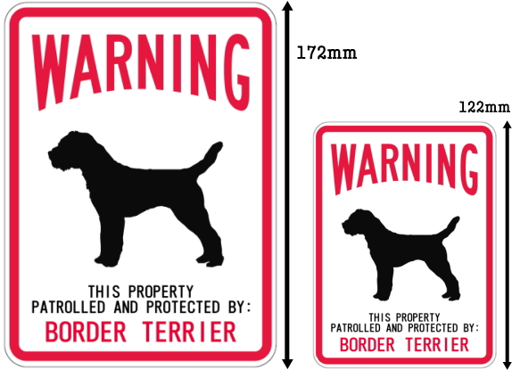 WARNING PATROLLED AND PROTECTED BORDER TERRIER マグネットサイン：ボーダーテリア