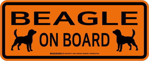 ビーグル,乗車中,カーマグネット,バンパーステッカー,英語,BEAGLE ON BOARD,オレンジ色