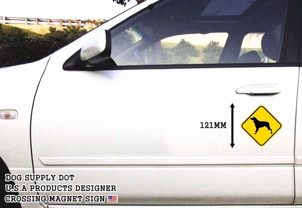 黄色い注意標識のマグネットサイン：ブリタニースパニエル