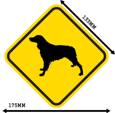黄色い注意標識のマグネットサイン：ブリタニースパニエル
