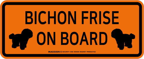 ビションフリーゼ,乗車中,カーマグネット,バンパーステッカー,英語,BICHON FRISE ON BOARD,オレンジ色