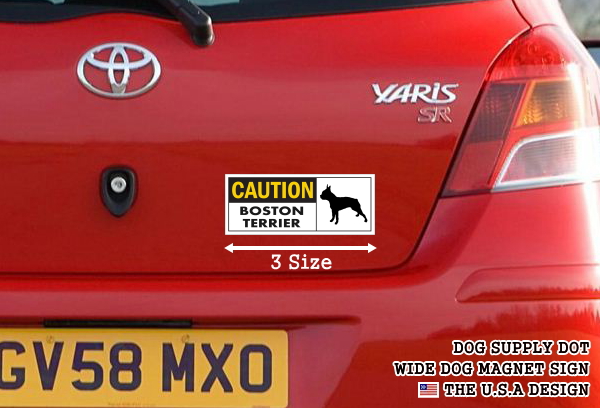 CAUTION BOSTON TERRIER ワイドマグネットサイン:ボストンテリア