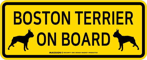 ボストンテリア,乗車中,カーマグネット,バンパーステッカー,英語,BOSTON TERRIER ON BOARD,イエロー,黄色