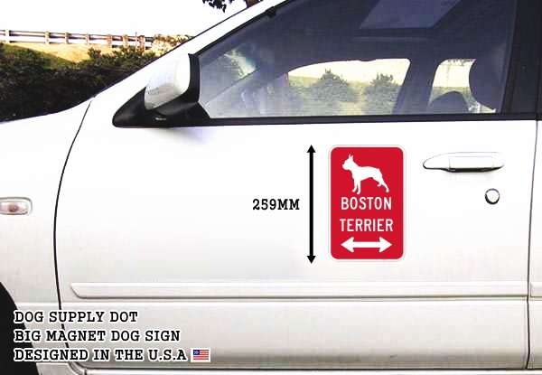 BOSTON TERRIER イラスト&矢印 マグネットサイン