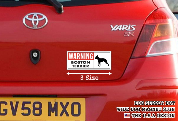 WARNING BOSTON TERRIER ワイドマグネットサイン:ボストンテリア